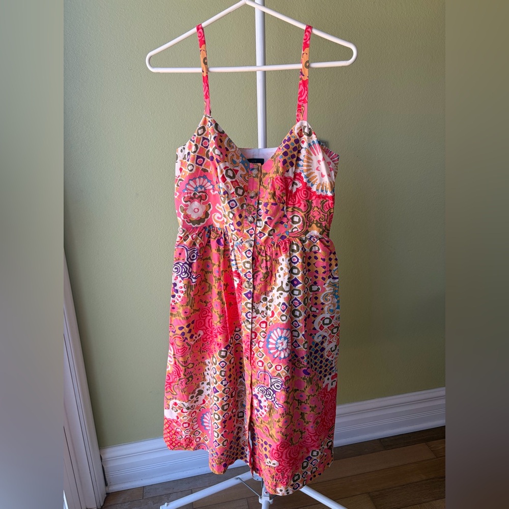 J. Crew Floral Button-Down Dress in Pink and Gold